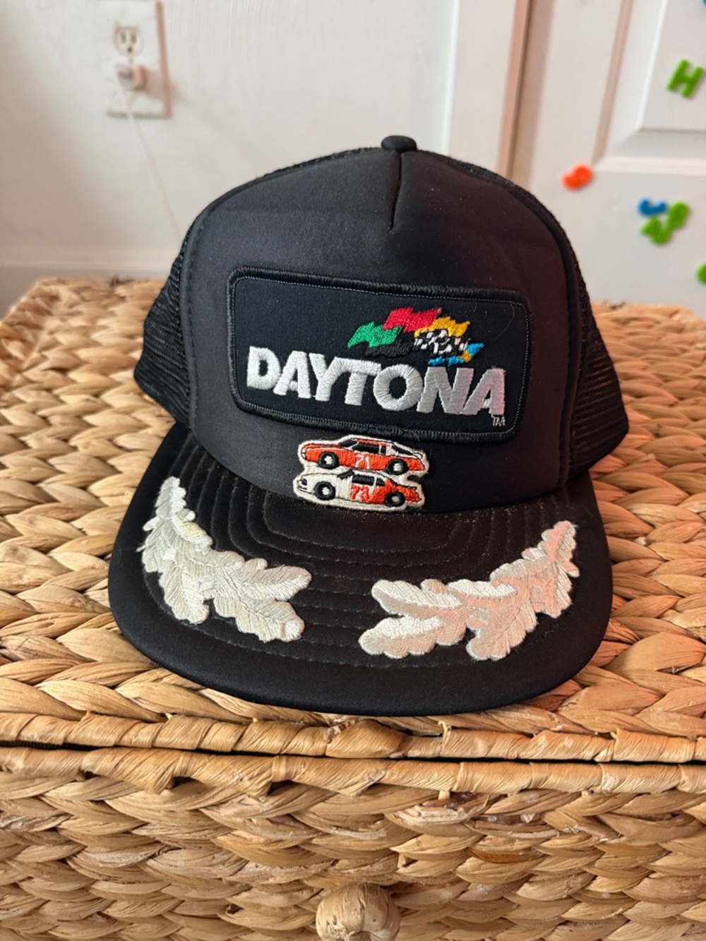 Nascar Daytona Black Trucker Hat with Embroidered Racing Patch